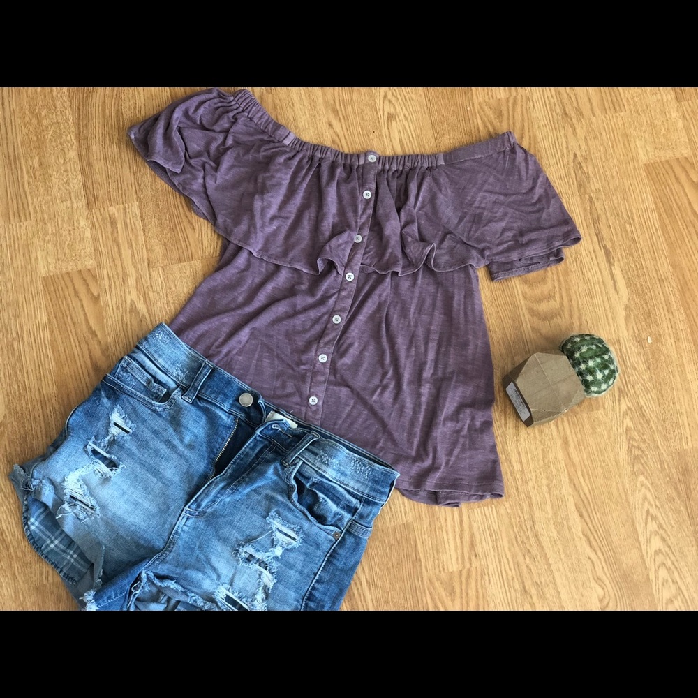 American Eagle off the shoulder faux button top